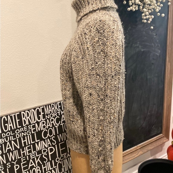 Patrick Malin Irish Wool Cable Knit Aran Fisherman’s Sweater Turtleneck Gray - Picture 2 of 4